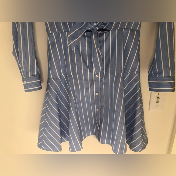 NWOT Sandro Striped Tie-Front Shirt Dress Mini in Blue/White Size 38 FR/6 US - Picture 9 of 16